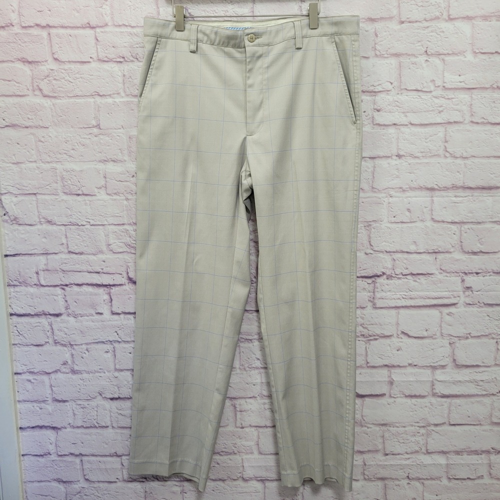 FootJoy Performance Golf Pants Men 36x30‎ Beige Plaid Stretch Gorpcore Techwear